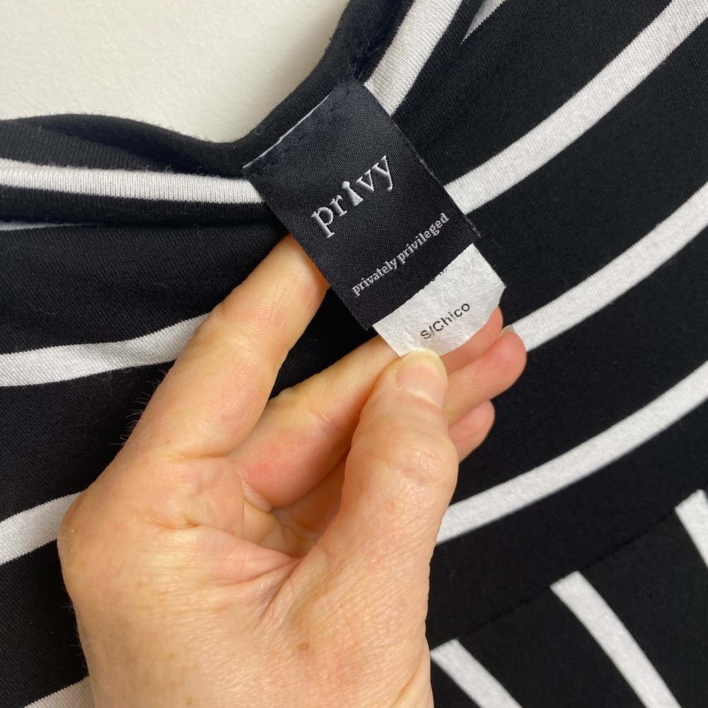 PRIVY Black & White Striped Maxi Dress Strapless Small - Picture 4 of 6